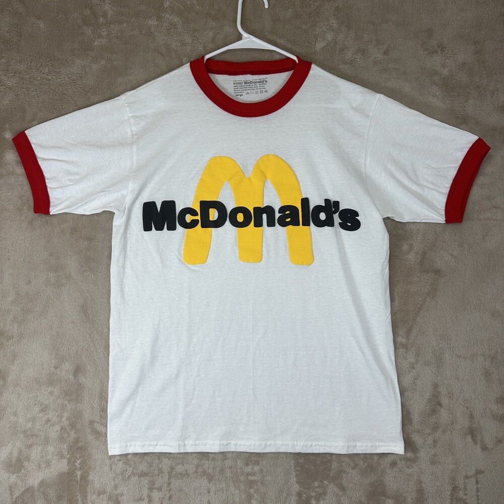 McDonald's Shirt Mens Large White Red Ringer Graphic Cactus Plant Flea Tee